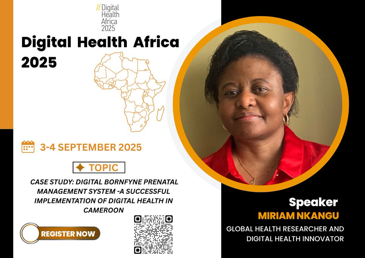 🚀 #DigitalHealthAfrica2025 (Sept 3–4) is more than a conference — it’s where #AI, #Telemedicine &amp; #PrecisionMedicine meet real-world impact.

👶 Join our Project Lead, Miriam Nkangu to explore BornFyne’s prenatal management system. #MaternalHealth 
#DigitalHealthAfrica2025