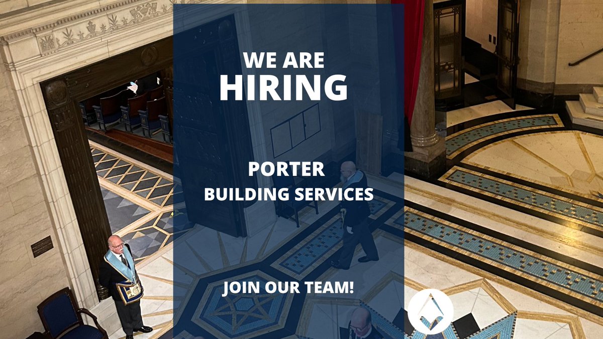 The United Grand Lodge of England is hiring! 🥂

We are looking for:
Porter - Building Services 🏦

Successful applicants will need the right to work in the United Kingdom 🇬🇧

Visit our website for more details:
tinyurl.com/y8eb7efn

#Freemasons