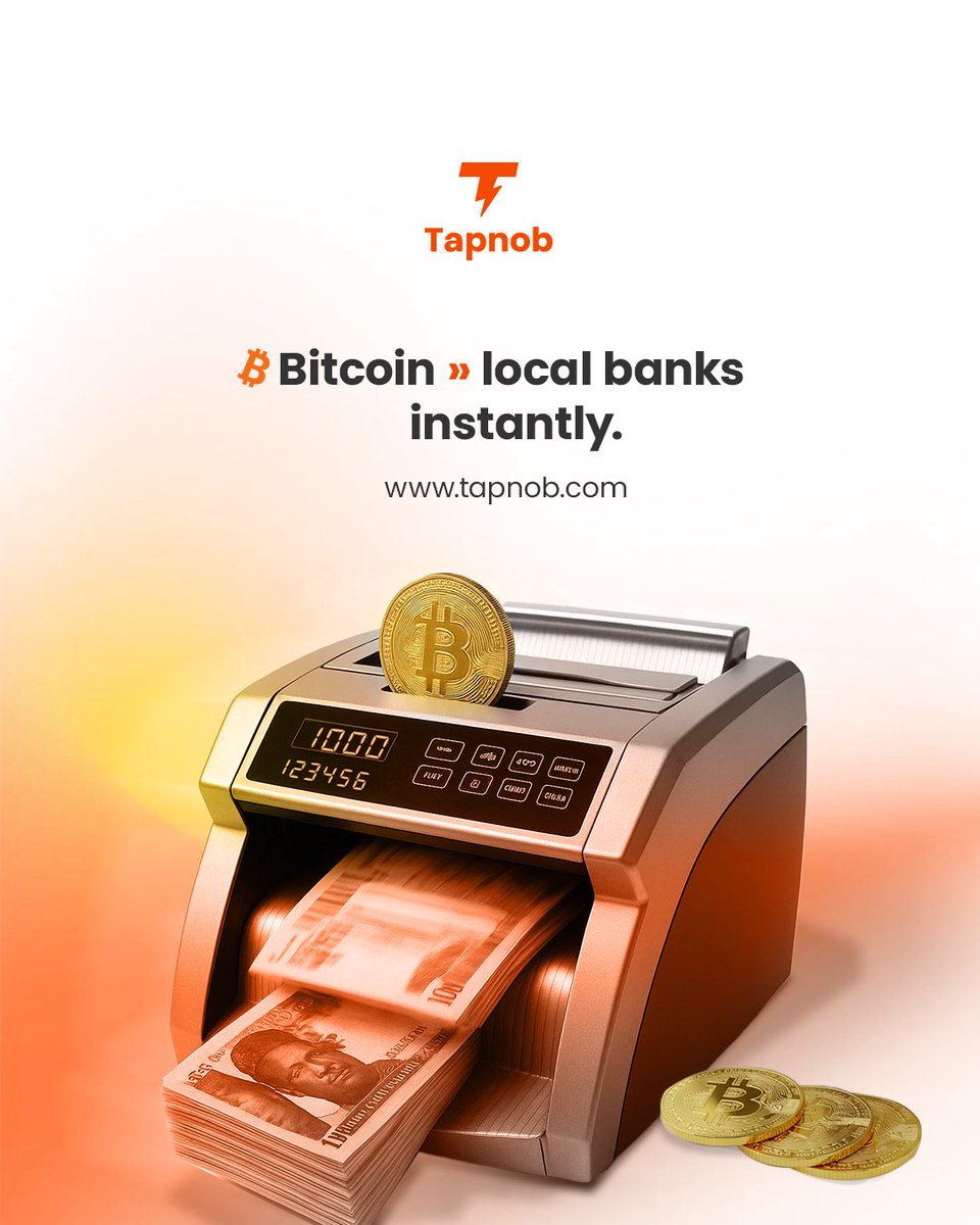 TapnobHQ's tweet photo. Send Bitcoin, receive cash instantly.
With Tapnob, your sats go straight to any bank account in seconds — powered by the Lightning Network.
#Bitcoin #LightningNetwork #Tapnob https://t.co/dL92bijkeG