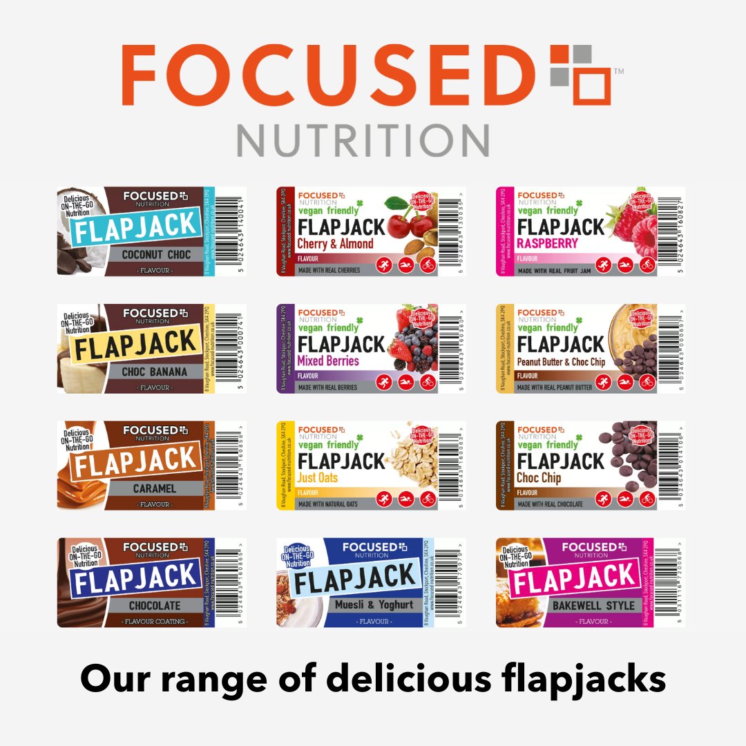 Warning: reading this list may cause snack envy… 🍫🥥🍌

Coconut Choc, Choc Banana, Caramel, Chocolate, Cherry &amp; Almond, Mixed Berries, Just Oats, Muesli &amp; Yoghurt, Raspberry, Peanut Butter &amp; Choc Chip, Choc Chip, and Bakewell Style.

focused-nutrition.co.uk/our-range/