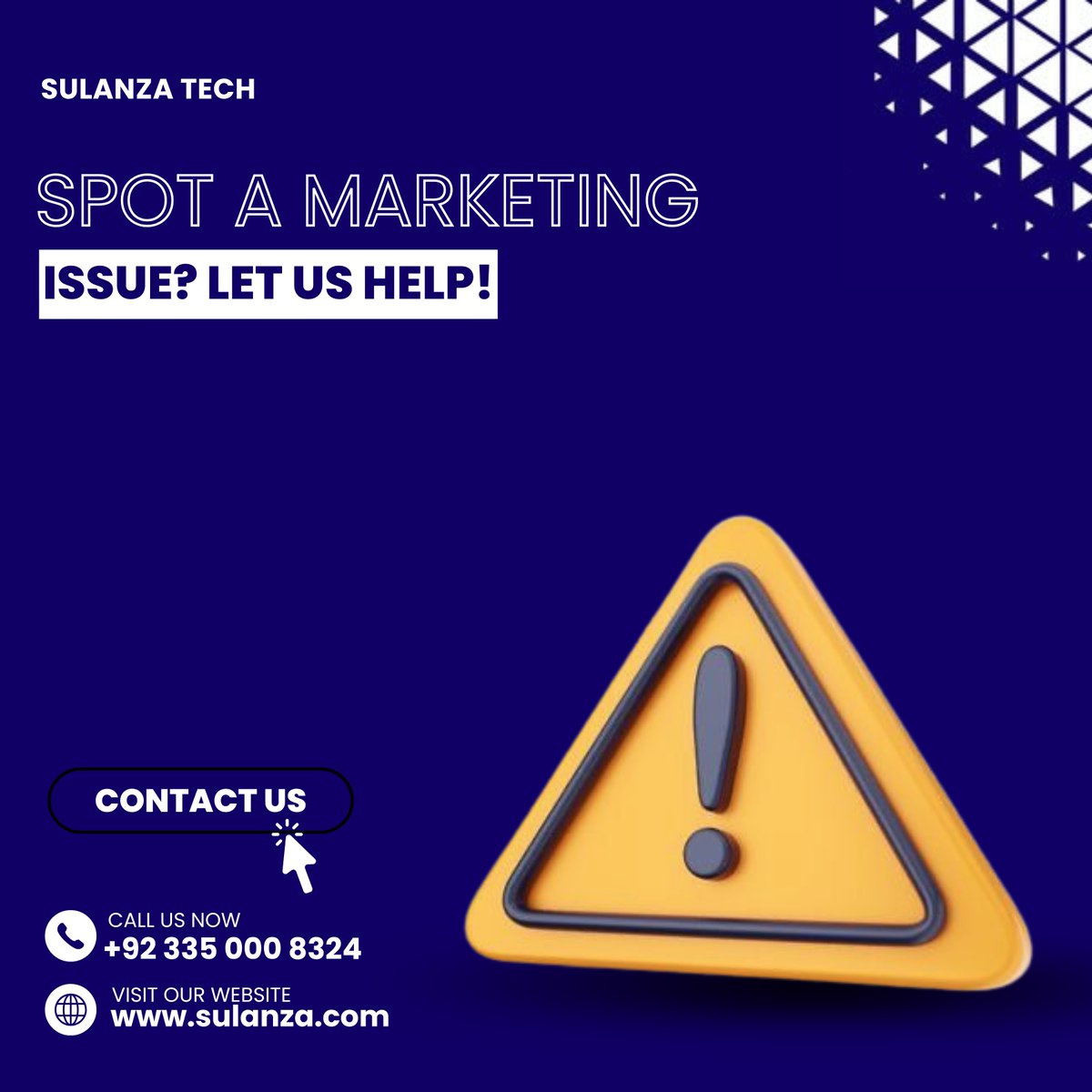 SulanzaTech's tweet image. Spot a Marketing Issue? &quot;Facing marketing challenges? At Sulanza Tech, we turn problems into progress with tailored digital solutions—boosting visibility, branding, and conversions!&quot;
#MarketingSolutions #DigitalMarketing #SulanzaTech #BrandGrowth #MarketingHelp #BusinessSupport