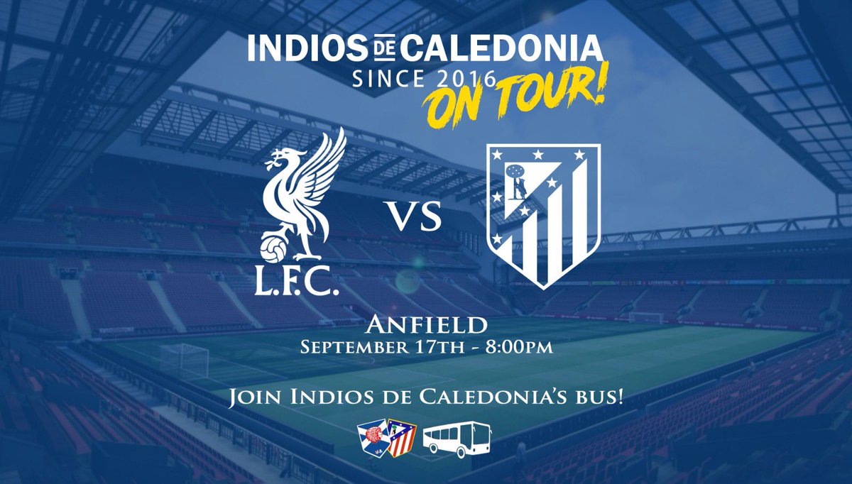 Desde <a href="/IndiosCaledonia/">Indios de Caledonia</a> estamos organizando un autobús, si los números dan, para el partido frente al Liverpool, saliendo desde nuestra sede en Edimburgo <a href="/polwarthtavern/">Polwarth Tavern</a> . Interesados escribirnos! 🇦🇹🏴󠁧󠁢󠁳󠁣󠁴󠁿

#LiverpoolAtleti

#Atleti #AúpaAtleti #ForzaAtleti #Edinburgh #Scotland