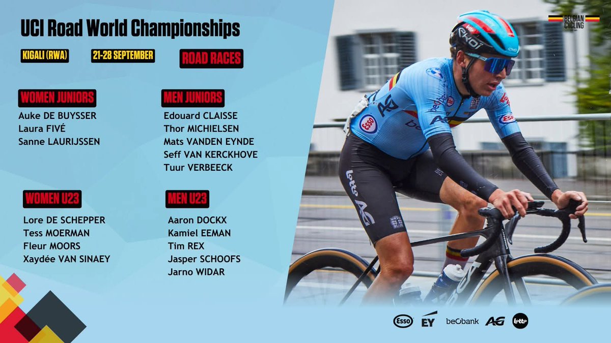 Belgian Cycling Team (@belcyclingteam) on Twitter photo ๐ Check out the selection for the ๐๐๐ป๐ถ๐ผ๐ฟ ๐ฎ๐ป๐ฑ ๐จ๐ฎ๐ฏ ๐ฟ๐ผ๐ฎ๐ฑ ๐ฟ๐ฎ๐ฐ๐ฒ๐ at the ๐ฎ๐ฌ๐ฎ๐ฑ ๐จ๐๐ ๐ฅ๐ผ๐ฎ๐ฑ ๐ช๐ผ๐ฟ๐น๐ฑ ๐๐ต๐ฎ๐บ๐ฝ๐ถ๐ผ๐ป๐๐ต๐ถ๐ฝ๐ in ๐๐ถ๐ด๐ฎ๐น๐ถ (๐ฅ๐ช๐).
๐ More info: bit.ly/3I1MAT9
#BelgianCycling #Kigali2025 ๐ Check out the selection for the ๐๐๐ป๐ถ๐ผ๐ฟ ๐ฎ๐ป๐ฑ ๐จ๐ฎ๐ฏ ๐ฟ๐ผ๐ฎ๐ฑ ๐ฟ๐ฎ๐ฐ๐ฒ๐ at the ๐ฎ๐ฌ๐ฎ๐ฑ ๐จ๐๐ ๐ฅ๐ผ๐ฎ๐ฑ ๐ช๐ผ๐ฟ๐น๐ฑ ๐๐ต๐ฎ๐บ๐ฝ๐ถ๐ผ๐ป๐๐ต๐ถ๐ฝ๐ in ๐๐ถ๐ด๐ฎ๐น๐ถ (๐ฅ๐ช๐).
๐ More info: bit.ly/3I1MAT9
#BelgianCycling #Kigali2025