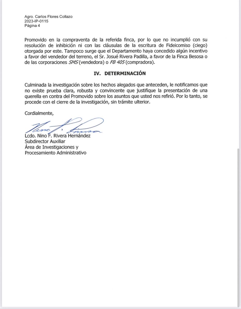 La <a href="/OEGPR/">Ética Gubernamental</a> liberó al exsecretario del Departamento de Agricultura, Ramón González Beiró, de cualquier conflicto de interés en una transacción que involucra terrenos de la Autoridad de Tierras que viabilizaria la siembra de placas solares en una finca de una corporación suya en