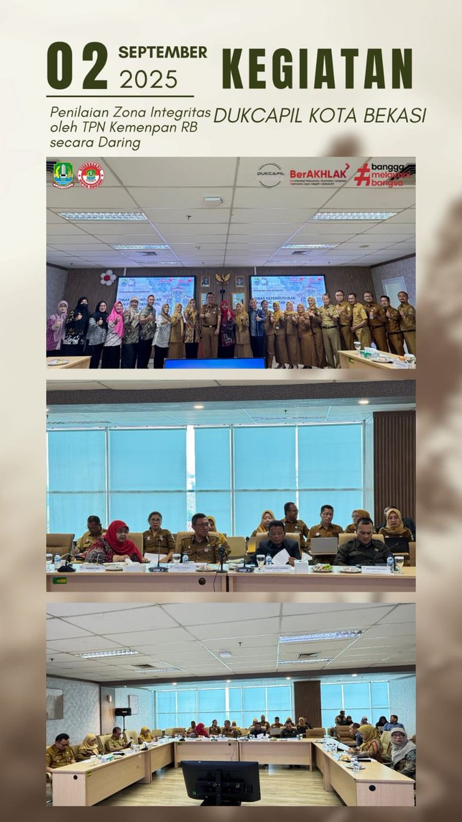 Hari ini, Kadisdukcapil menjalani wawancara penilaian Zona Integritas oleh TPN Kemenpan RB secara daring