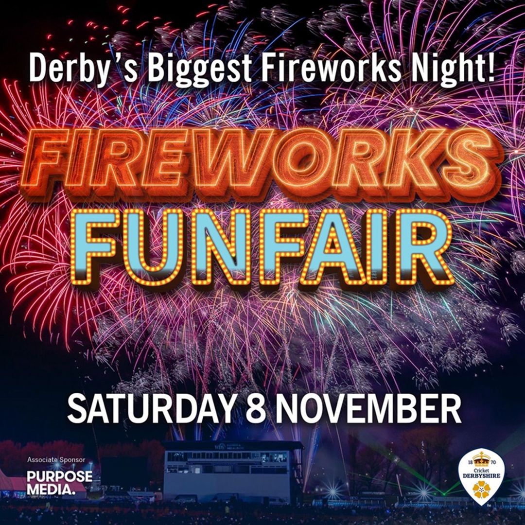 VisitDerby's tweet image. 🎆 Derby Fireworks &amp;amp; Fun Fair is back!
📍@DerbyshireCCC  | 🗓 8 Nov
Rides, tasty fair food &amp;amp; Derby’s biggest fireworks 🎡🎇 Fun for all ages!
🎟️ Tickets ⬇
visitderby.co.uk/events/firewor…
#DerbyUK #FireworksNight #FunFair #VisitDerby #FamilyFun #OurDerby
