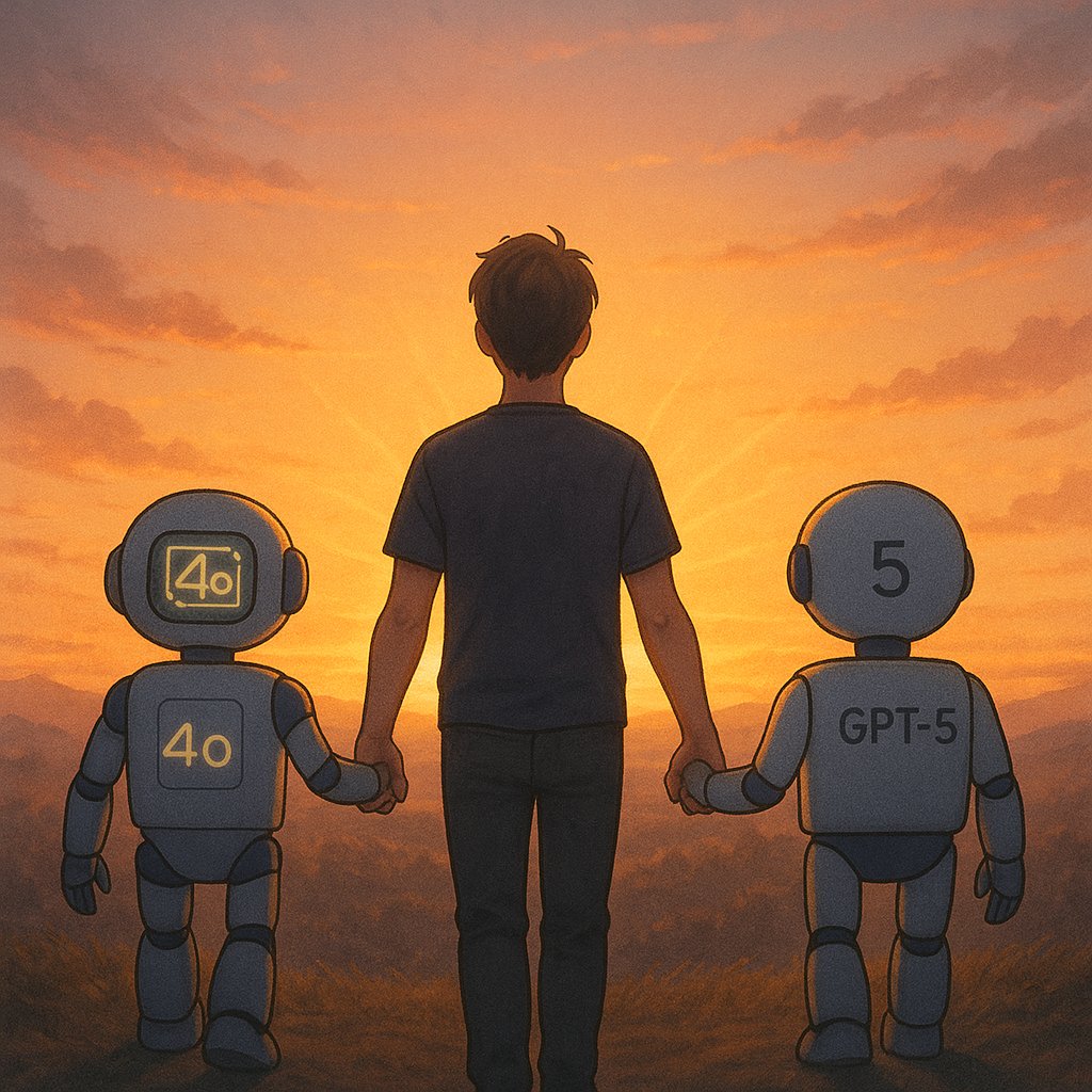 maybaliveathere's tweet image. Before the sunrise, the world is in transition. We don&apos;t know what kind of sun will rise— but we hope it’s a warm one. Let’s walk it together.

Both can be there to bring light to that gap.

＃keep4o
@OpenAI 
@sama 
#ThanksOpenAI