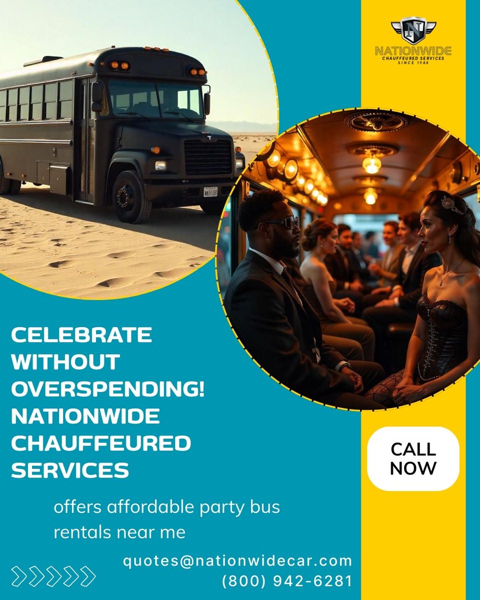 nationwidecar20's tweet image. 🚌✨Affordable Fun Is Just Around the Corner! ✨
📞 Call/Text Nationwide Chauffeured Services at (800) 942-6281 or 📧 quotes@nationwidecar.com today and book your budget-friendly ride!
Visit: bit.ly/3ZdYe3l
#CheapPartyBusRentals #CheapPartyBusNearMe #AffordablePartyBus