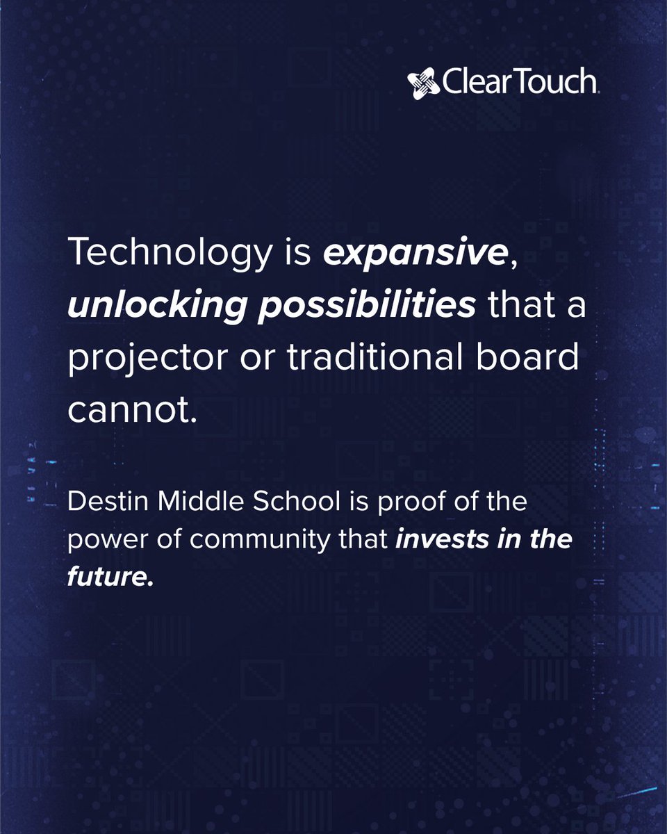 Innovation in education isn’t just tech, it’s impact.

Destin Middle School went all-in this year after a 3-year PTSO campaign. Now every classroom is equipped to:
✔ Engage w/ gamified learning
✔ Adapt to hybrid needs
✔ Maximize collaboration

#ChangingTheGame