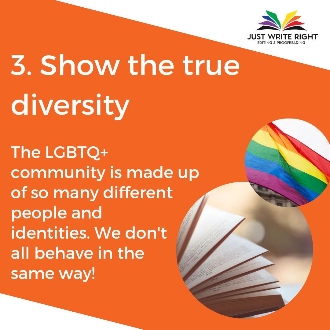 3️⃣ Three tips for writing authentic queer characters.

🏳️‍🌈 What would you add?

--
🛳️ I'm away on my holidays at the moment, if you get in touch, I'll reply when I'm back!

#writingtips #writeLGBTQ #LGBTQ