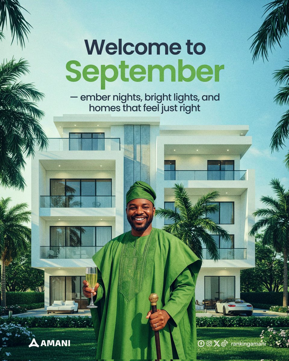 rankingamani's tweet photo. It’s ember month again, a season of reflection and new beginnings.

 At Amani, we’re here to make your transition smoother — whether it’s finding a cozy apartment, a shortlet for the holidays or a new home to settle into. 

Let’s help you end the year in comfort  and a new style. https://t.co/U7Jg4s2IXD