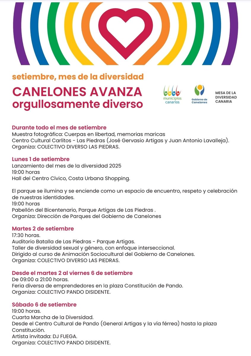 Todo bien con la #diversidad
Pq no hacemos un mes entero de la historia y hechos historicos en #Canelones?
Un mes entero de nuestras raices indígenas?
Pq no tenemos un mes entero de concientización sobre #discapacidades ?
Pq no enseñamos respeto sin necesidad de circo.
Queremos