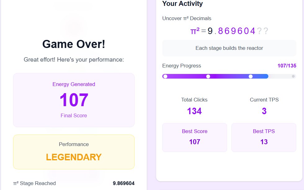 Here's my highest score of 107 on <a href="/pisquared/"></a> reactor game