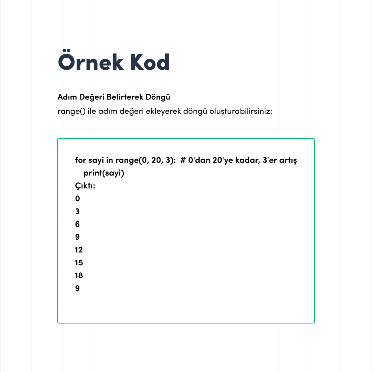 Python'da 'For' Döngüsü Nasıl Çalışır? serimizin sonuna geldik! 🎓

Ama Python dünyasında keşfedecek çok daha fazlası var!

Bizi takip etmeye devam et! Yeni geliştirmelerden haberdar ol. 📌