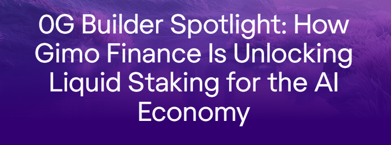 0Gm

Gimo Finance is leading the way as the first liquid staking protocol tailor made for the AI economy on 0G Chain. 

Users stake $OG and receive yield-bearing $stOG that stays composable across DeFi and AI workflows. Built on <a href="/0G_labs/">0G Labs (Home of Infinite AI)</a>  modular AI native architecture with EVM