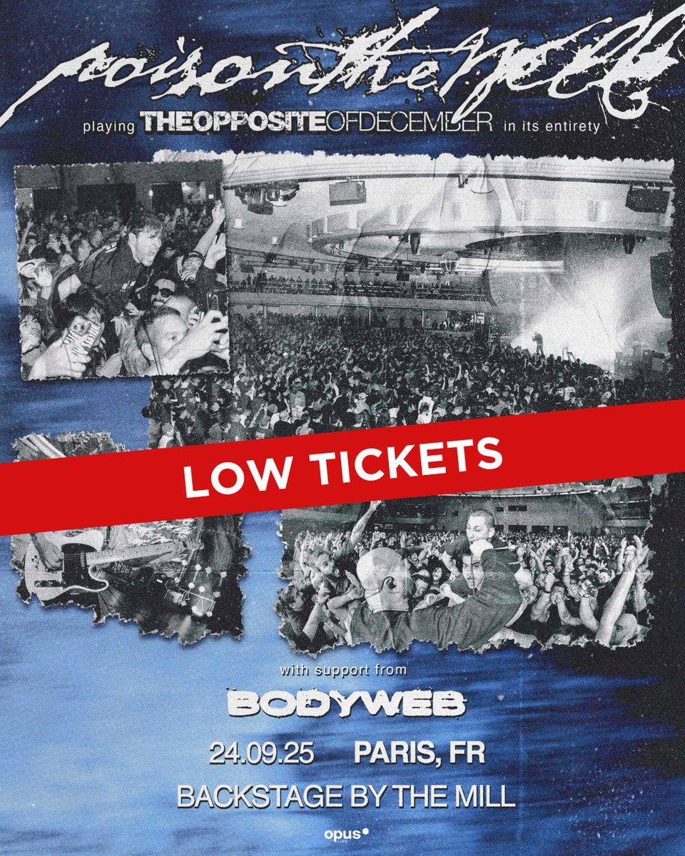 Il ne reste que quelques places pour le concert de Poison The Well au Backstage BTM (Paris) le 24 septembre prochain 
🏷️ : bit.ly/PoisonTheWell