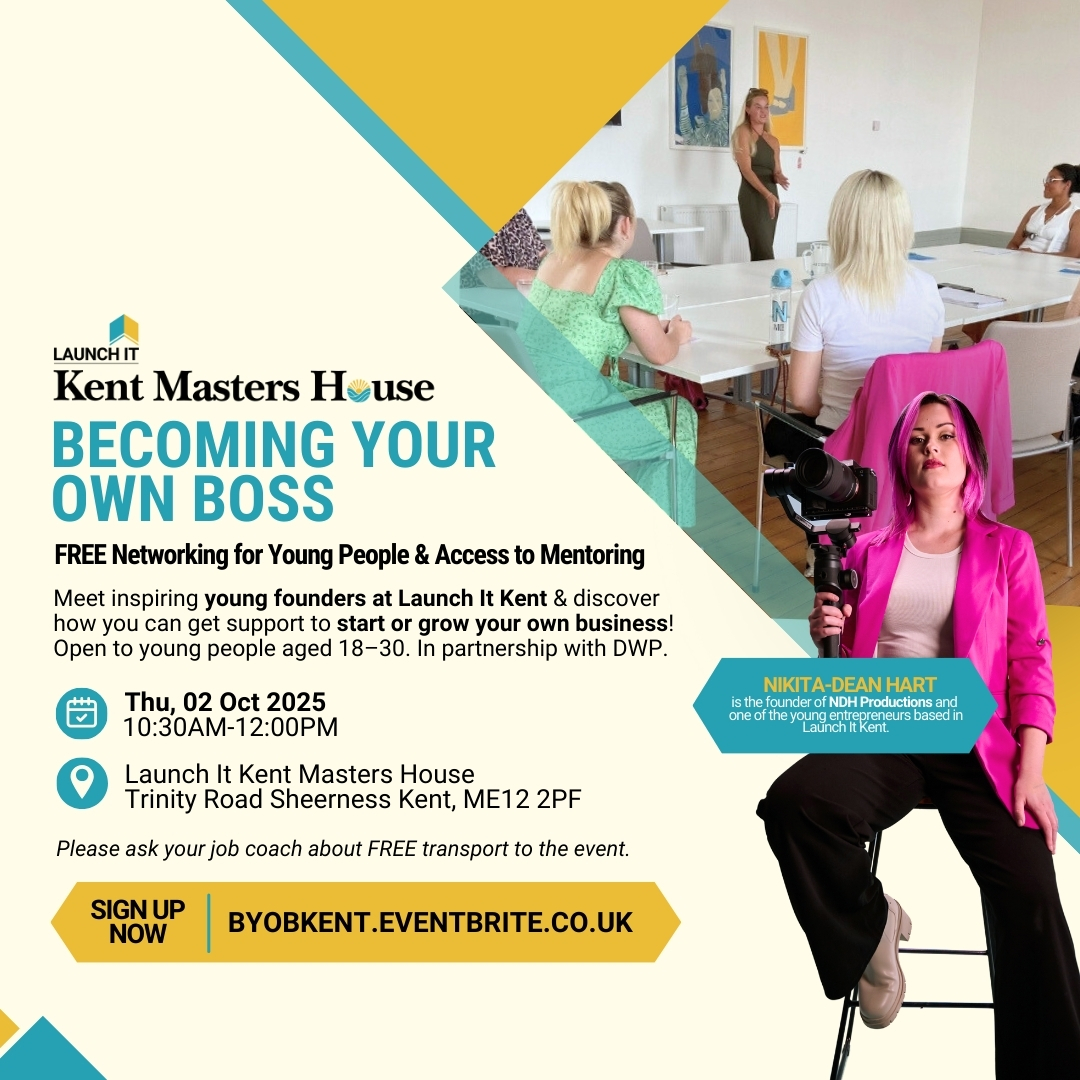 Launch It (@launchit_uk) on Twitter photo Are you 18–30 & based in Sheerness? Got a business idea or want to be your own boss? 🚀
Don’t miss Launch It Kent’s FREE “Becoming Your Own Boss” event on 2 Oct! Connect, learn & get mentored.
🎟️Book now: byobkent.eventbrite.co.uk
#KentBusiness <a href="/SwaleCouncil/">SwaleBoroughCouncil</a> <a href="/DWPgovuk/">Department for Work and Pensions</a> Are you 18–30 & based in Sheerness? Got a business idea or want to be your own boss? 🚀
Don’t miss Launch It Kent’s FREE “Becoming Your Own Boss” event on 2 Oct! Connect, learn & get mentored.
🎟️Book now: byobkent.eventbrite.co.uk
#KentBusiness <a href="/SwaleCouncil/">SwaleBoroughCouncil</a> <a href="/DWPgovuk/">Department for Work and Pensions</a>
