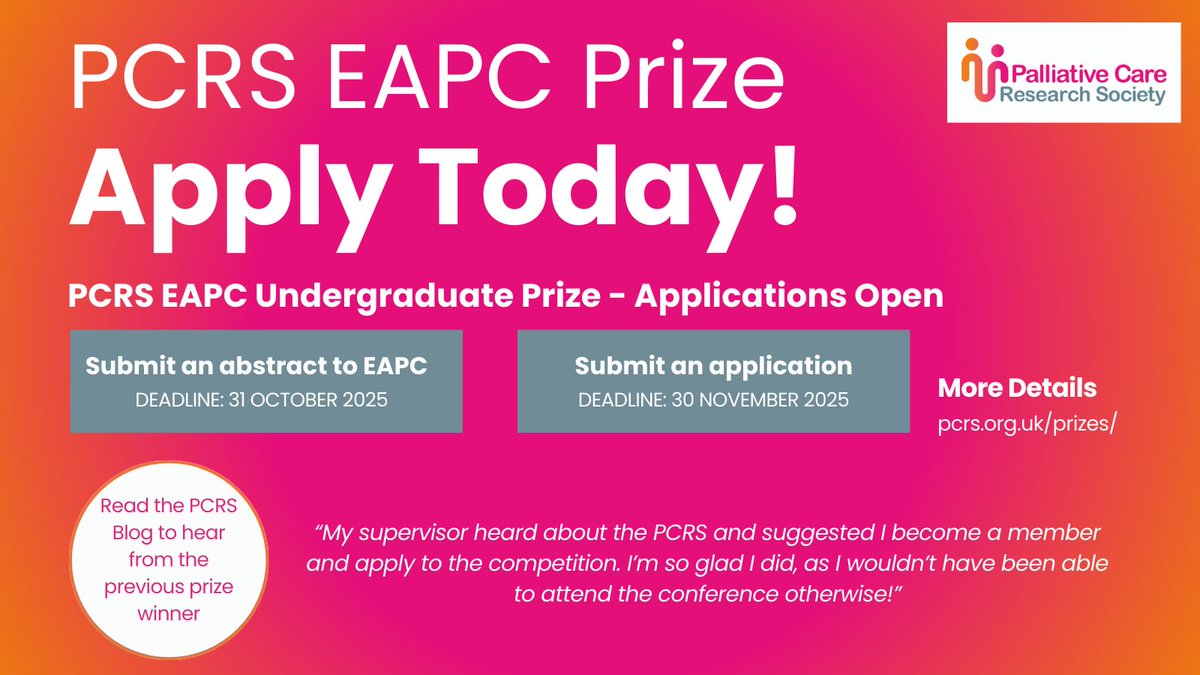Applications are now open for the PCRS EAPC Undergraduate Prize

More details 👇
🔗pcrs.org.uk/prizes/

Read our blog to hear from the previous winner
🔗pcrs.org.uk/blog/