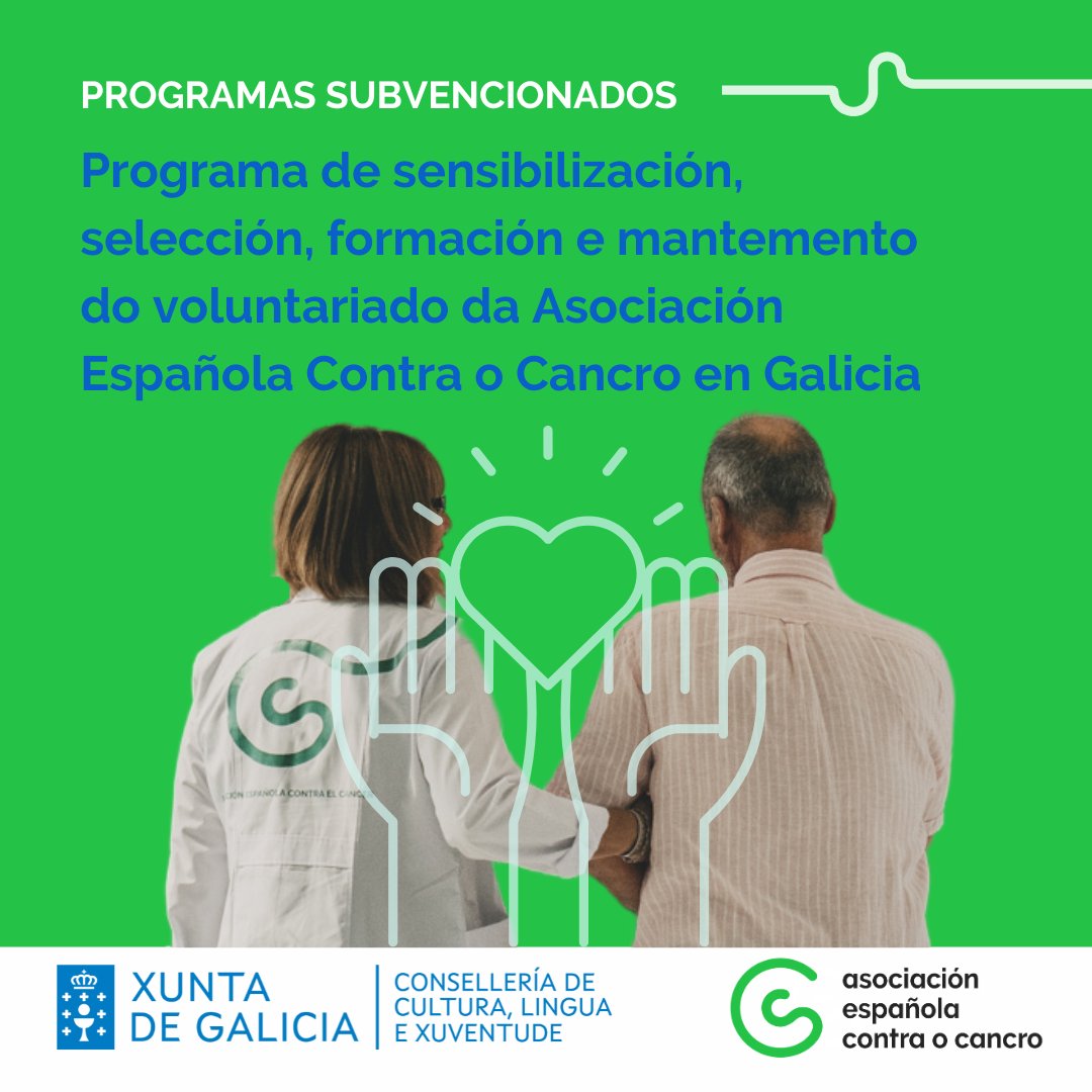 Formamos voluntariado para coidar das persoas que o precisan co “Programa de sensibilización, selección, formación e mantemento do voluntariado AECC en Galicia”, subvencionado pola <a href="/Xunta/">Xunta de Galicia</a>

📞 Chámanos ao teléfono gratuíto 900 100 036