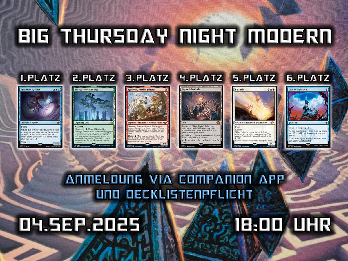 Die Woche steht wieder unser BTNM an!

Kommt vorbei und sichert euch einen Preis!