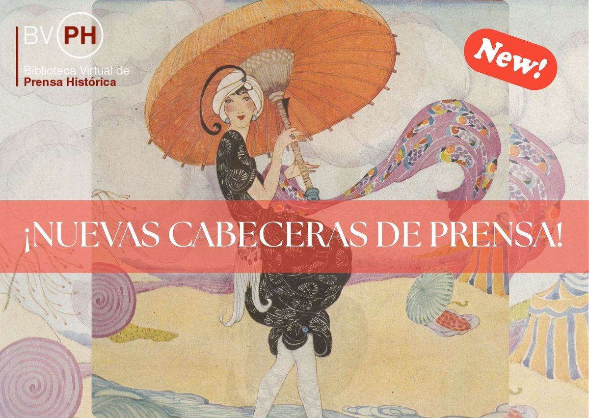 🆕¡Nuevas cabeceras en la #BVPH!🗞️En lo que llevamos de año, se han incorporado nuevas cabeceras al portal de fondos procedentes de distintas bibliotecas y museos de titularidad estatal
¿Te lo vas a perder? ¡Accede a la noticia y descúbrelas!🥰
🔗acortar.link/lxQqcP