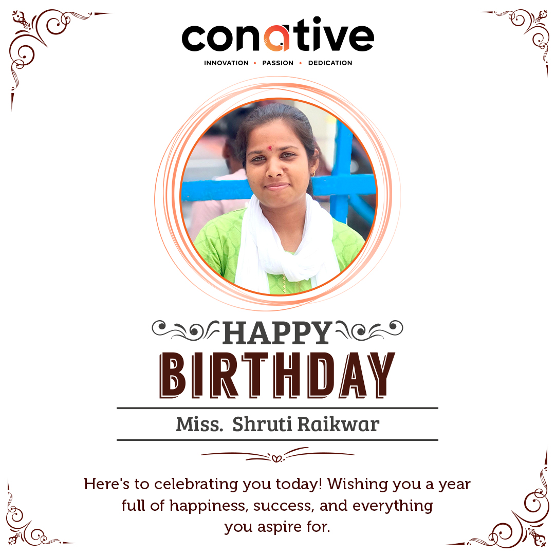 CITSINDORE's tweet photo. 🌸 Happiest Birthday to Shruti Raikwar! 🎂🎉

 Wishing you endless happiness, growth &amp; beautiful moments ahead. 🥳❤️

 #TeamConative #BirthdayCheers #HappyBirthday https://t.co/I5xOgUWSUL