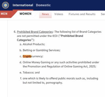 TalentBlasters's tweet image. THE BCCI BANS THE FOLLOWINGS FROM BECOMING INDIA'S TITLE SPONSOR:
- Alcohol Products.
- Betting or Gambling Services.
- Crypto Currency.
- Tobacco.
- Online Money Gaming.
#bcci