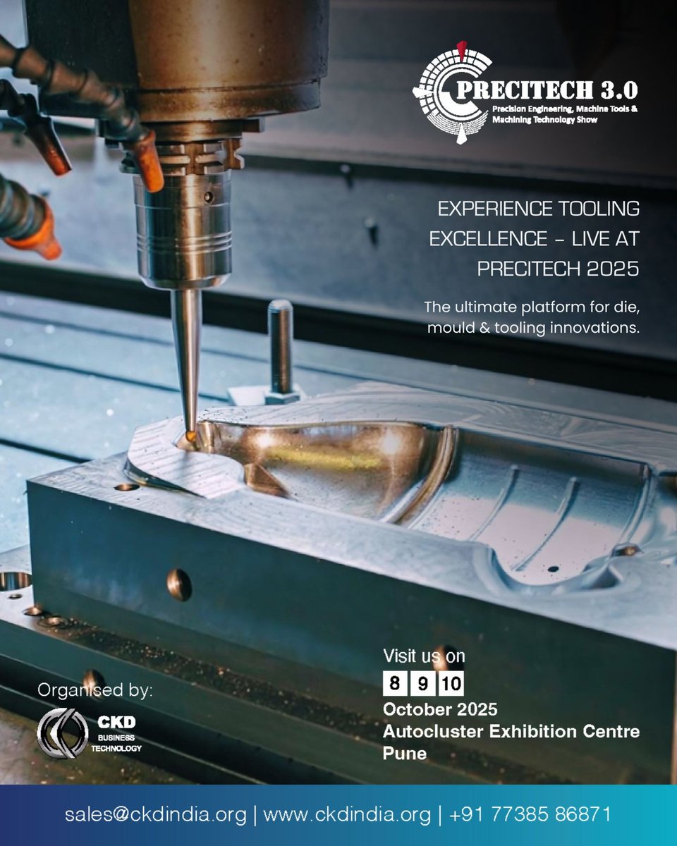 From precision die casting to next-gen moulds &amp; tooling – experience it all LIVE at #Precitech2025!
8-9-10 Oct | Autocluster, Pune
Connect with leaders, manufacturers &amp; innovators.

#DieMouldTooling #ManufacturingExpo #MakeInIndia