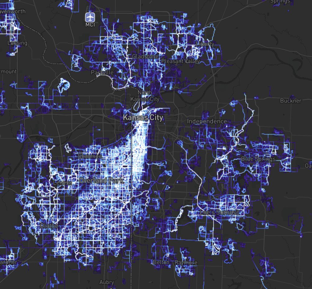 You can see this phenomenon clearly on strava’s jogging heat maps