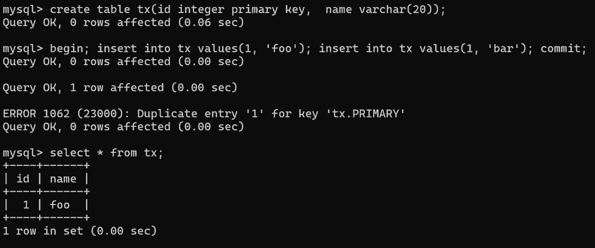 wangbin579's tweet image. A so-called top PostgreSQL expert in China discovered something shocking: MySQL violated transaction atomicity — one insert succeeded while another failed, yet the commit still went through.