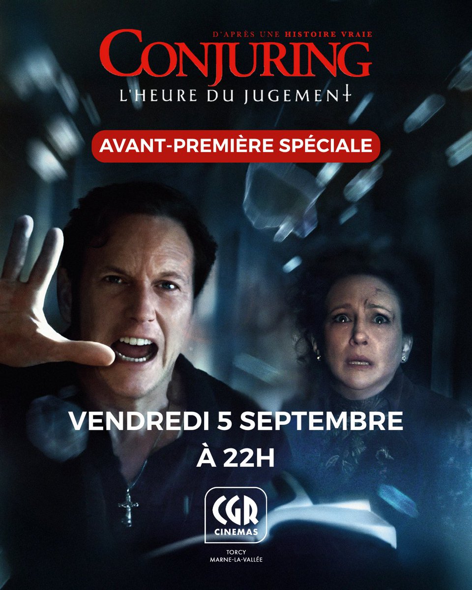 🎟️ DERNIERES PLACES ! 
La séance spéciale de CONJURING : L'HEURE DU JUGEMENT ce vendredi à 22h est bientôt complète. Dépêchez-vous de réserver vos places sur notre site ou notre appli CGR pour ne rien louper de cet évènement. 😈
<a href="/warnerbrosfr/">Warner Bros France</a>