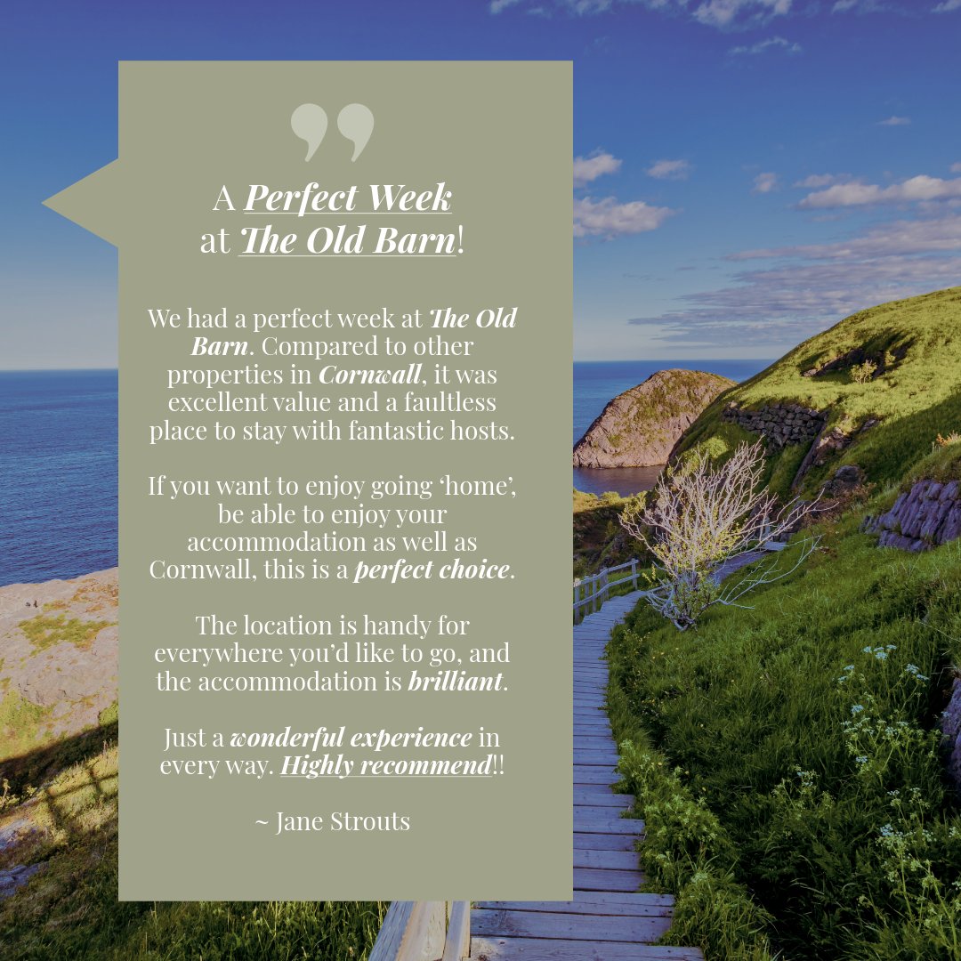 🌟The PERFECT review for a PERFECT week! 🌟
What fantastic praise indeed from our guests last week - thank you Jane! 🗨🫶🏼

#review #trustpilot #visitcornwall