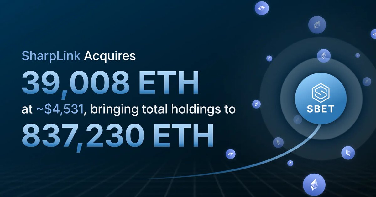 SharpLink Gaming ETH acquisition announcement graphic