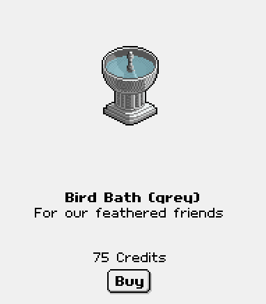 Todays rare is here - and it's a Grey Bird Bath!

#HabboOrigins