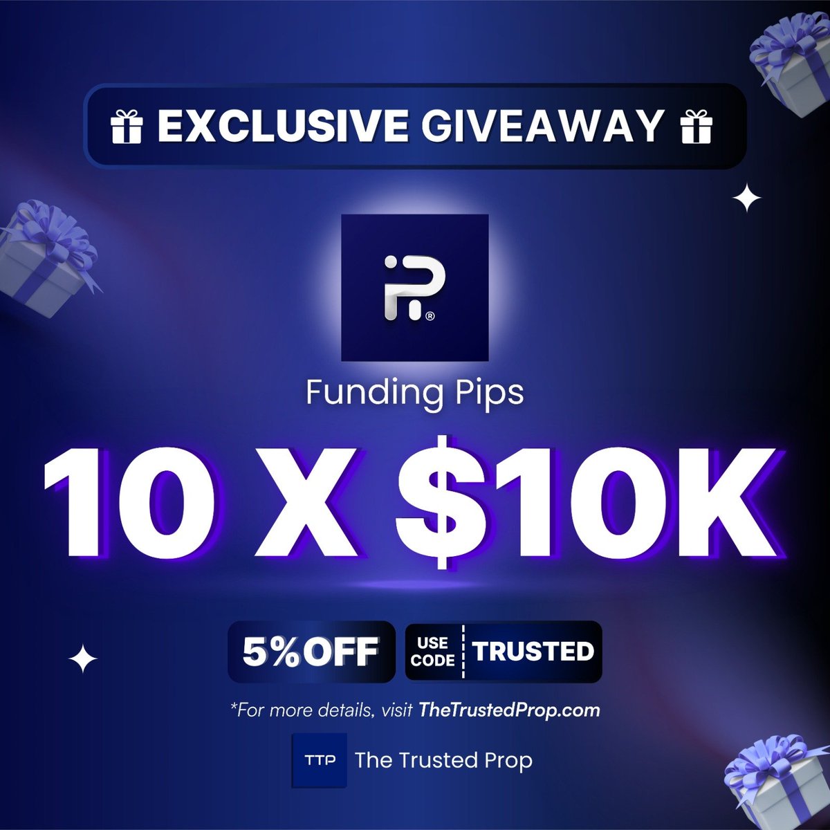 TheTrustedProp (@thetrustedprop) on Twitter photo 🚨 GIVEAWAY ALERT 🚨
We’re giving away 10 x $10K Challenge Accounts with Funding Pips! 💸🔥
👉 Follow <a href="/TheTrustedProp/">TheTrustedProp</a> <a href="/fundingpips/">FundingPips</a> & <a href="/shreyashttp/">Shreyash | The Trusted Prop</a>
👉 Like ❤️ & Repost 🔁 this tweet
👉 Tag 3 trader friends 👥 in the comments
Don’t miss your shot at free funding! 🚀 🚨 GIVEAWAY ALERT 🚨
We’re giving away 10 x $10K Challenge Accounts with Funding Pips! 💸🔥
👉 Follow <a href="/TheTrustedProp/">TheTrustedProp</a> <a href="/fundingpips/">FundingPips</a> & <a href="/shreyashttp/">Shreyash | The Trusted Prop</a>
👉 Like ❤️ & Repost 🔁 this tweet
👉 Tag 3 trader friends 👥 in the comments
Don’t miss your shot at free funding! 🚀
