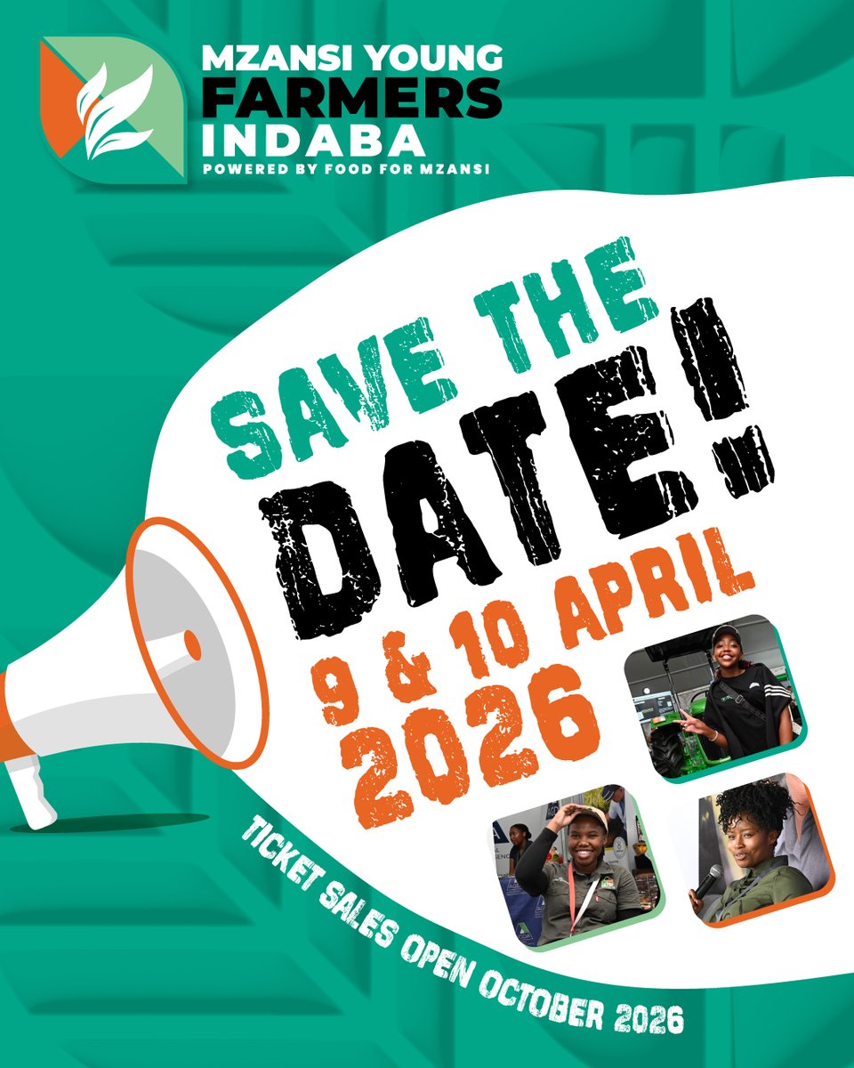 The ultimate gathering for Africa's young agri-gamechangers is back! 🚀

You'll want your name in this room. Secure your spot to be the first to know when tickets are released. 

✍🏾Sign up now: farmingindaba.com 
📅 9-10 April 2026

#MzansiYoungFarmers2026 #FFMINDABA26