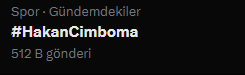 Peşindeyiz Galatasaray! (@pesindeyizapp) on Twitter photo Galatasaray taraftarlarının başlatmış olduğu #HakanCimboma etikete an itibarıyla 512.000 tweet atıldı. Galatasaray taraftarlarının başlatmış olduğu #HakanCimboma etikete an itibarıyla 512.000 tweet atıldı.