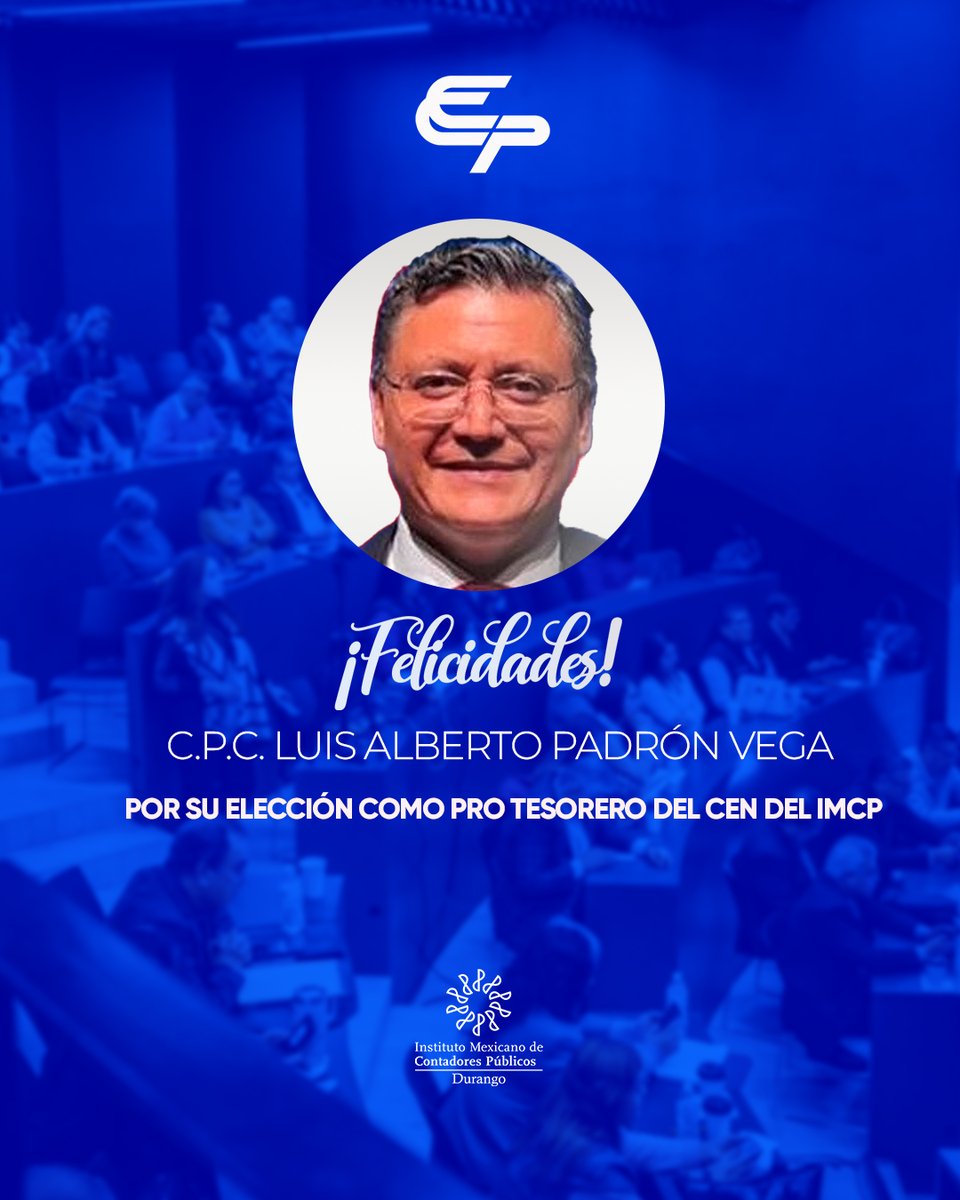 Colegio de Contadores Públicos de Durango A.C (@contadoresdgo) on Twitter photo 👏Felicitamos con gran orgullo a quienes han sido distinguidos por su liderazgo, compromiso y vocación de servicio en el CEN del IMCP para la gestión 2025-2026🧠💡
<a href="/leija_ludivina/">LUDIVINA LEIJA RODRÍGUEZ</a>
<a href="/RosyGmez20/">Silvia Rosa Matus De la Cruz</a>
<a href="/ververyvargas/">Luis Carlos Verver</a> 👏Felicitamos con gran orgullo a quienes han sido distinguidos por su liderazgo, compromiso y vocación de servicio en el CEN del IMCP para la gestión 2025-2026🧠💡
<a href="/leija_ludivina/">LUDIVINA LEIJA RODRÍGUEZ</a>
<a href="/RosyGmez20/">Silvia Rosa Matus De la Cruz</a>
<a href="/ververyvargas/">Luis Carlos Verver</a>