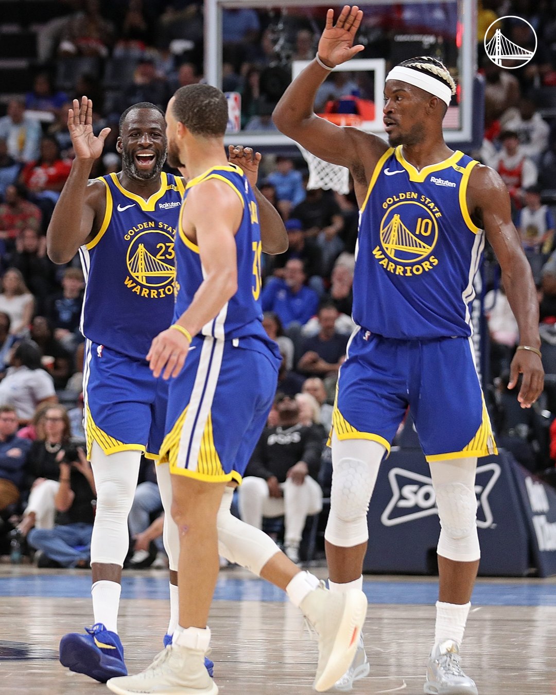 Jimmy Butler III, Stephen Curry y Draymond Green en los Golden State Warriors.