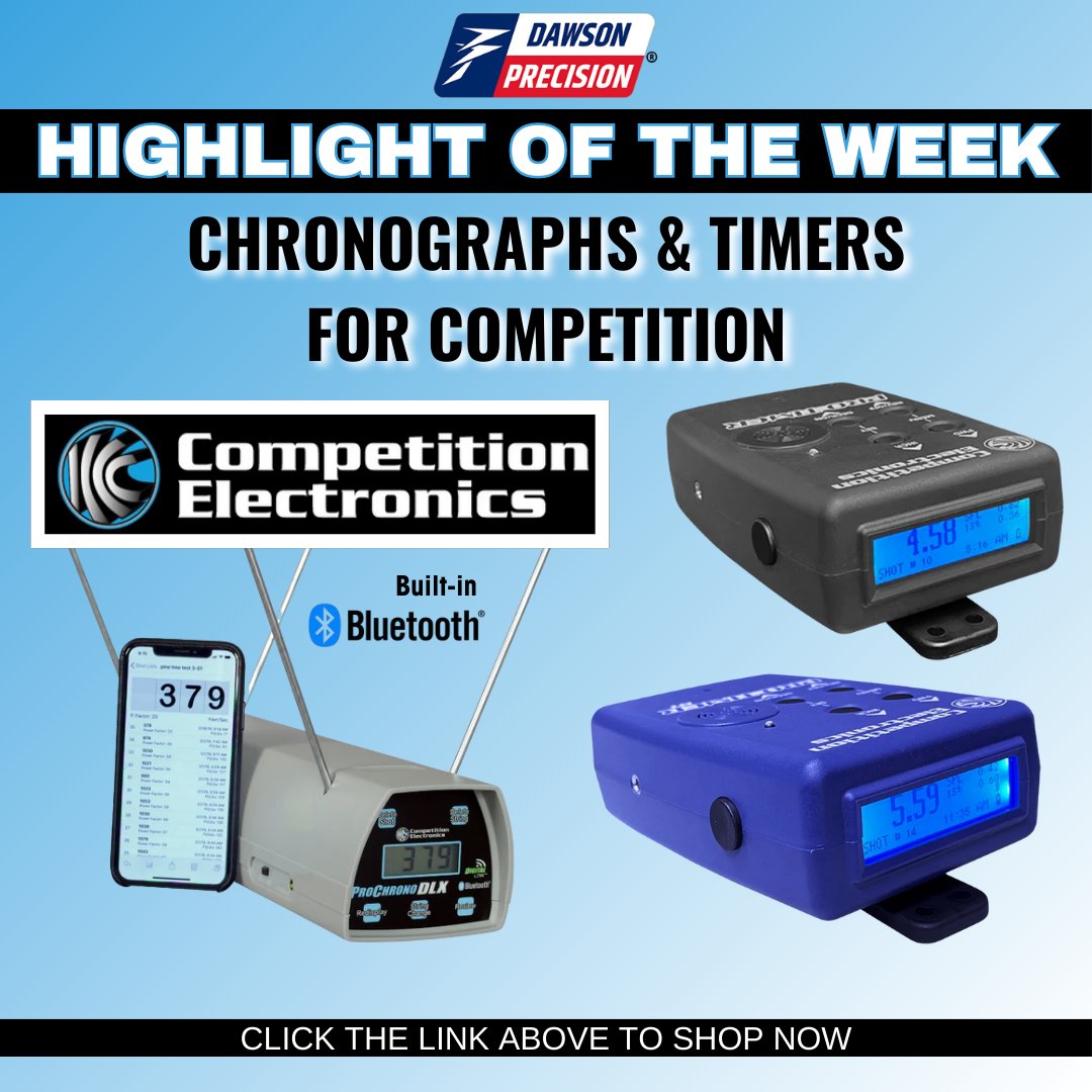DawsonPrecision's tweet image. It's in the name... "Competition Electronics®"! Prepare yourself for competition with these chronographs and timers. They're a useful tool for those interested in firearms or hunting! Record your shot today! ➡️ dawsonprecision.com/gear/shooting-…

#DawsonPrecision #CompetitionElectronics