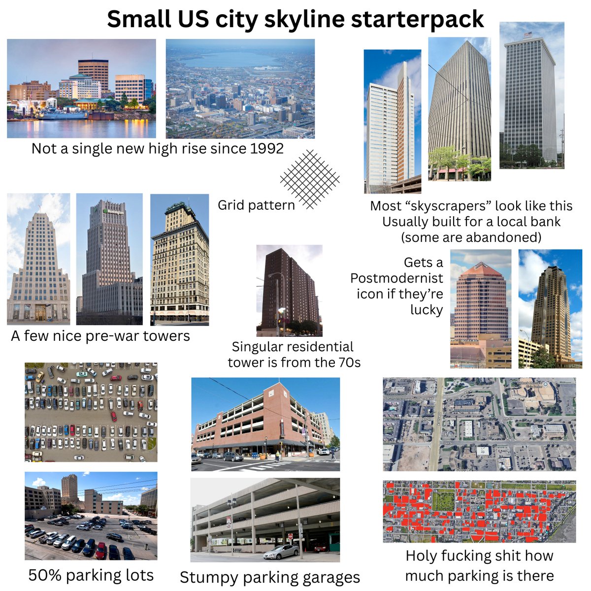 Small American city skyline starterpack