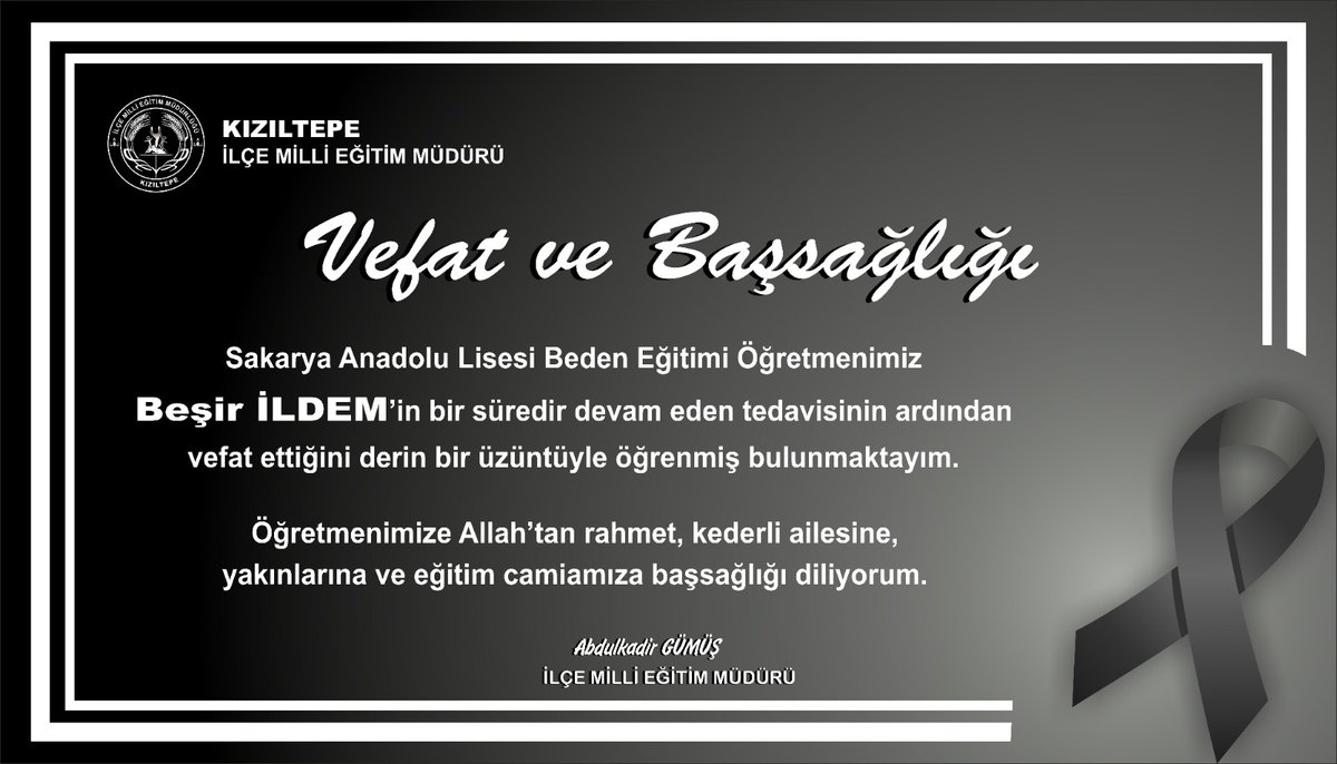 Taziye ve Başsağlığı.