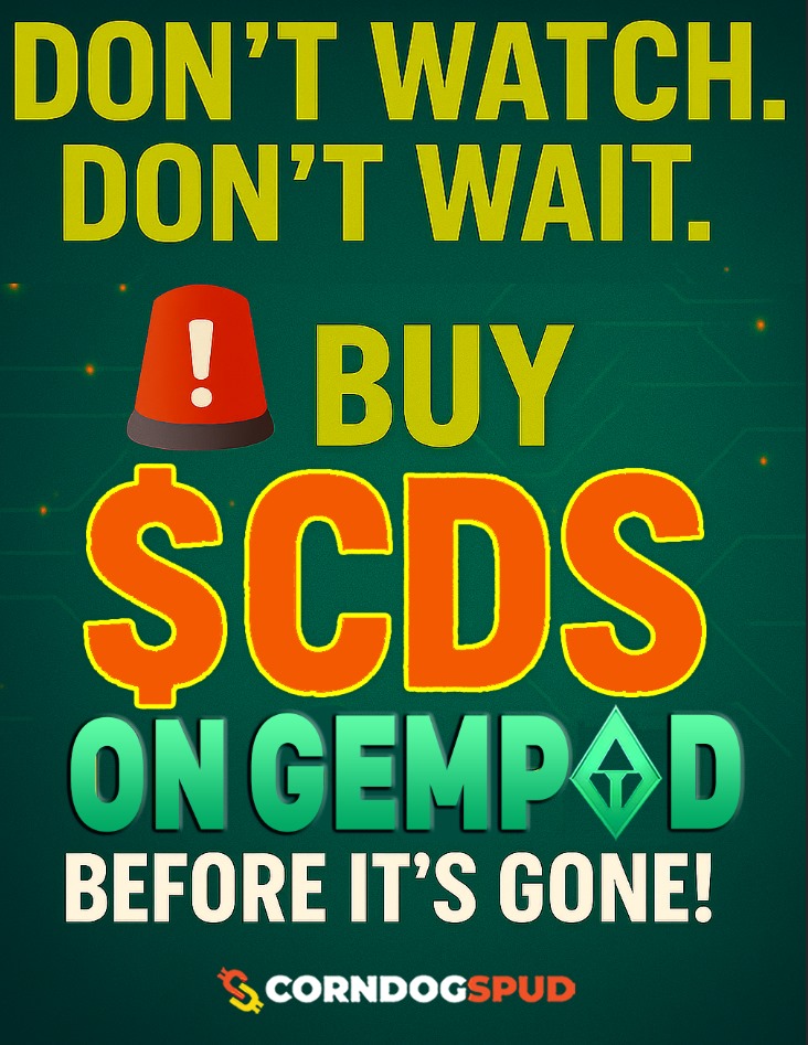 Another day, another chance!
The $CDS presale on <a href="/TheGemPad/">𝗚𝗲𝗺𝗣𝗮𝗱</a>  is still live, don’t sleep on it.

Every presale entry brings you closer to being part of the most flavorful token movement cooking right now. 

Get in while you still can. 

solsale.app/presale/9avDNX…

$CDS #CornDogSPud