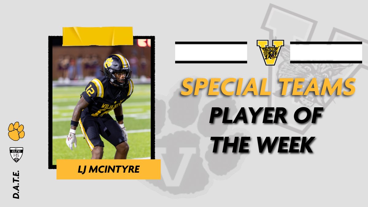 24VHSFootball's tweet photo. 🚨Special Teams Player of the Week🚨

Huge game for @12Makeplays on special teams Friday night making plays on multiple special teams!! #GoCats #DATE https://t.co/0qAnvbFt2T