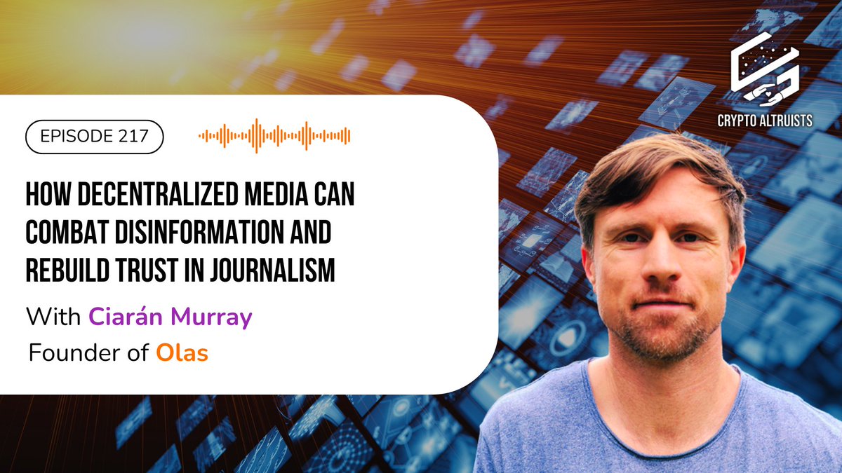 Crypto_Altruism's tweet image. Most media is owned by a few. It&apos;s time to change that 📰🌐

We sat down w/ @C1aranMurray of @OlasProtocol to explore how blockchain incentives &amp;amp; collective intelligence can combat misinformation &amp;amp; fuel a new era of decentralized journalism🔍📢

🎧Listen: cryptoaltruists.com/blog/crypto-al……