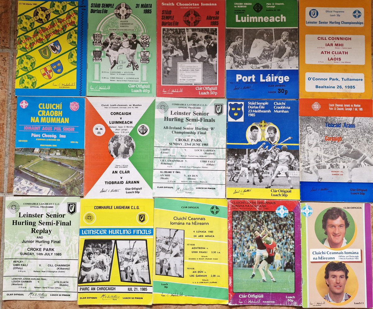 From 40 years ago. Programme covers from 1985's hurling championship (plus a few others), one that ended in success for Offaly.