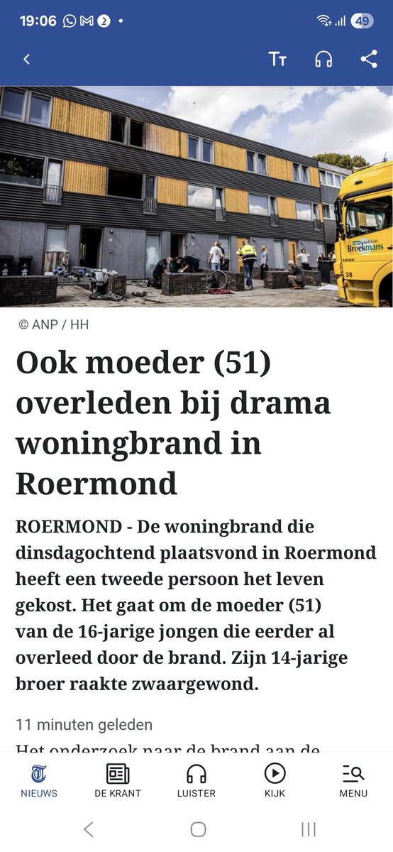 Overlijden na brand met vermoeden van brandstichting in Roermond