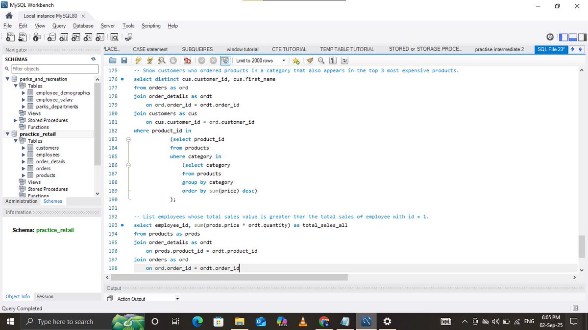 web3tings's tweet image. Day 4 still on subqueries but intermediate subqueries, will try again tomorrow and also master level subqueries 

The more I practice the more I learn and understand SQL in general

The main thing about subqueries to me is understanding how to analyse the question