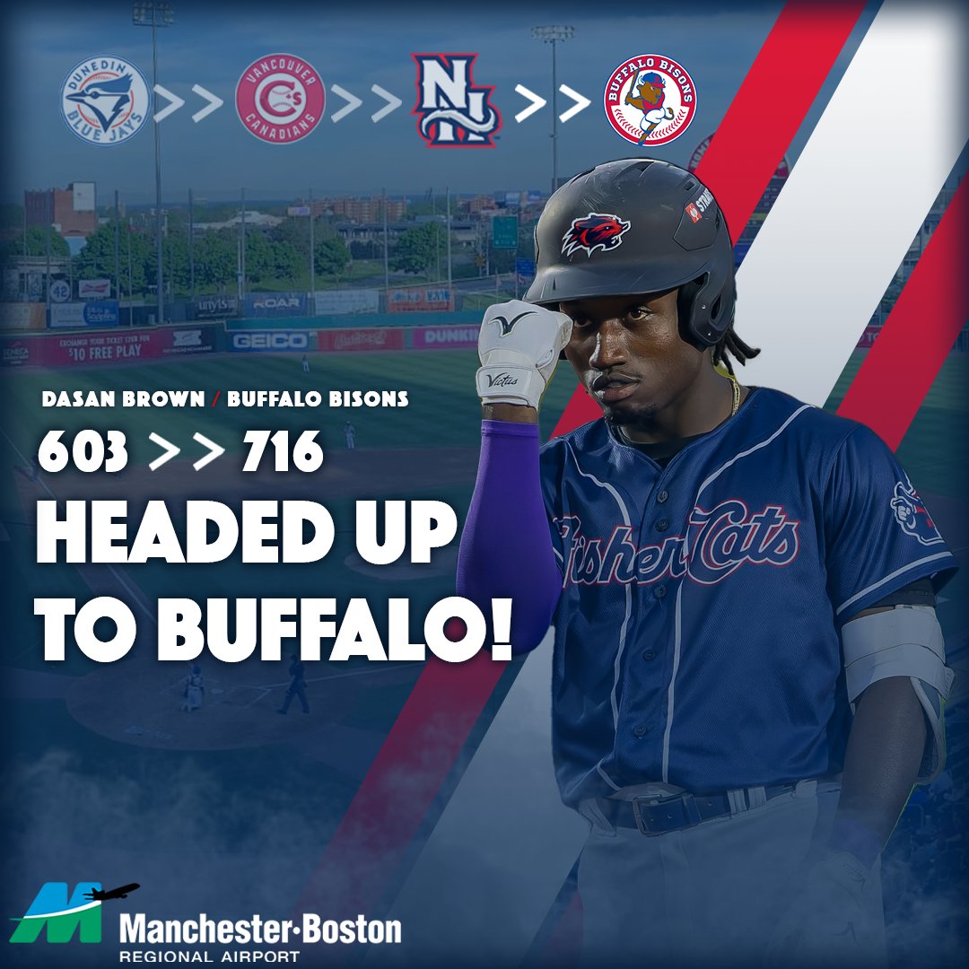Dasan Brown is headed up to Buffalo! ⚾🛫

<a href="/flymanchester/">Manchester-Boston Regional Airport</a> @buffalobisons <a href="/MiLB/">Minor League Baseball</a> 
#DestinationCats