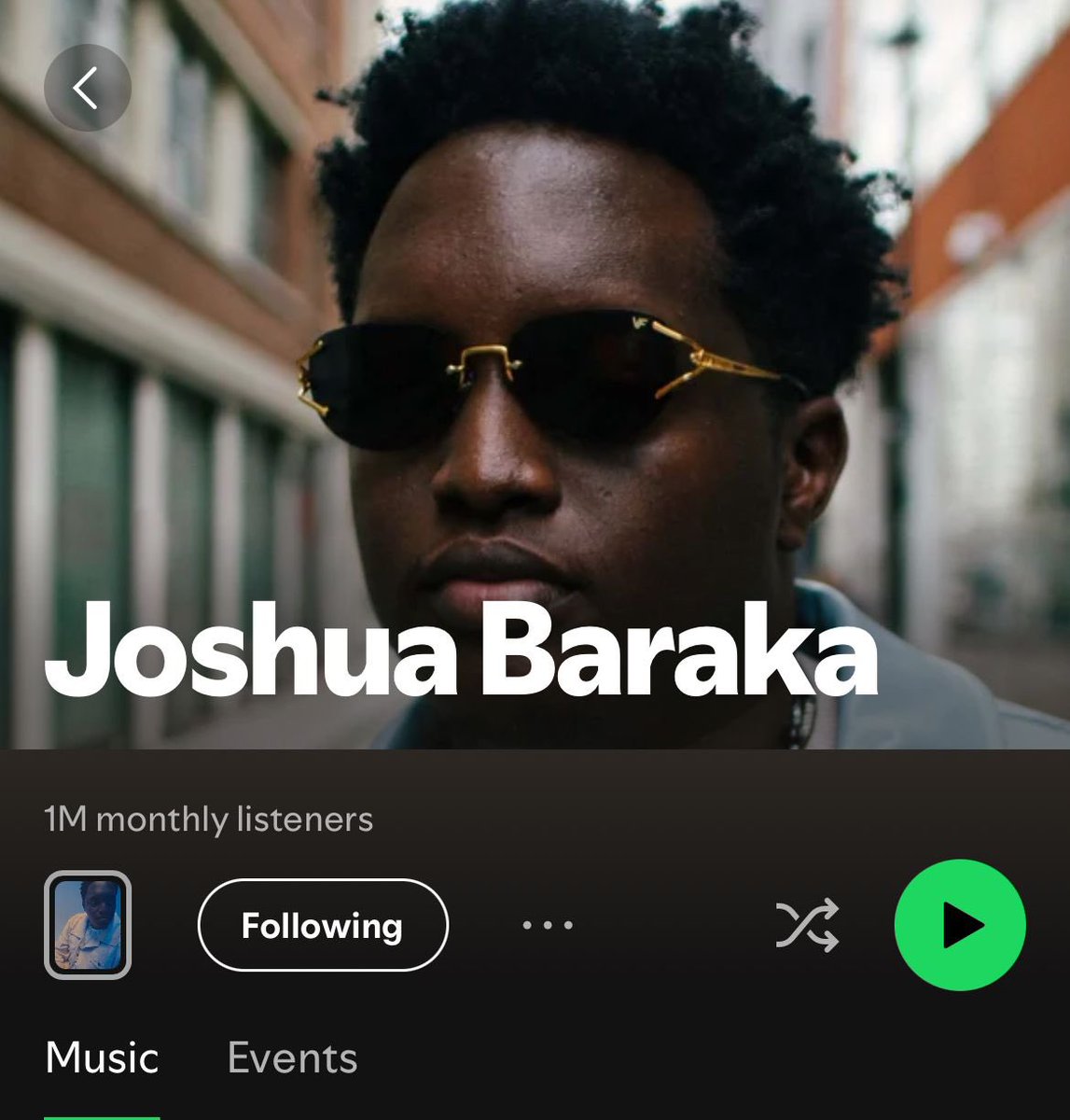 B’RAKA (@itsjoshuabaraka) on Twitter photo Never imagined this…1 MILLION monthly listeners on <a href="/Spotify/">Spotify</a> 🎉💥. Thank you for every stream, every share, every bit of love ❤️ Let’s keep going🚀 Never imagined this…1 MILLION monthly listeners on <a href="/Spotify/">Spotify</a> 🎉💥. Thank you for every stream, every share, every bit of love ❤️ Let’s keep going🚀